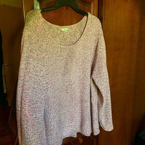 JJill cotton tunic knit. Pink white mauve colors.